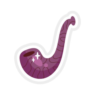 Zarif ve Antika Sigara İçen Boru Etiketi Vektör İllüstrasyonu