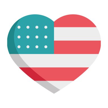 Amerikan Bayrak Renkleri Vatansever Kalp Tasarımı