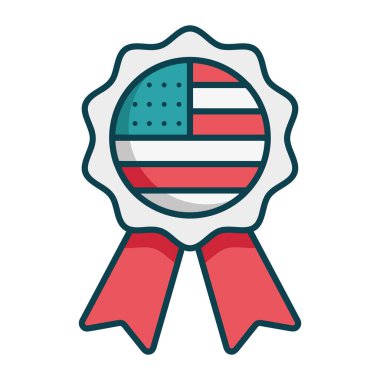 Modern Düz Tasarım 'da Vatansever Amerikan Madalya Vektörü Belirlendi