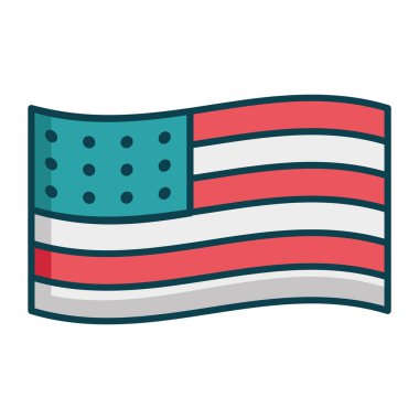 Minimalist Vatansever ABD Grafikler Bayrağı İllüstrasyonu