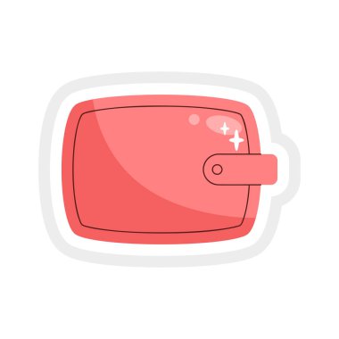 Etiketli Düz Tasarımda Klasik ve Şık Cüzdan Simgesi