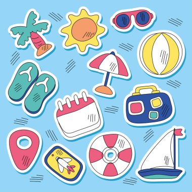 Eğlenceli El Çizimi Yaz Seti