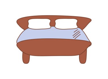 Kahverengi ve Mavi İzole Yatak Kuklası Simgesi