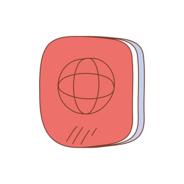 İzole edilmiş Kırmızı Pasaport Doodle Simgesi