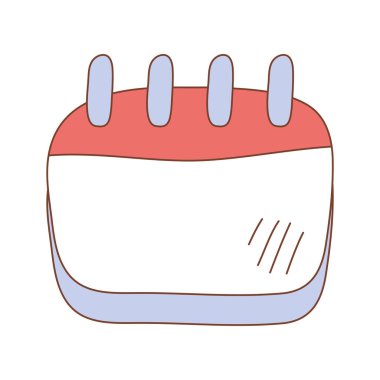 İzole edilmiş Kırmızı ve Beyaz Takvim Doodle Simgesi