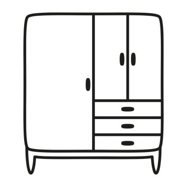 Yatak Odası Organizasyonu için Minimalist Çizgi Vektör Gardırobu