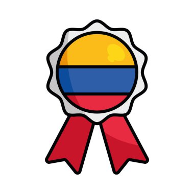 Kolombiya 'nın üç renkli bayrağını gururla sunan ödül madalyası