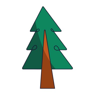 Evergreen Ormanı Çam Ağacı Düz Vektör Tasarımı