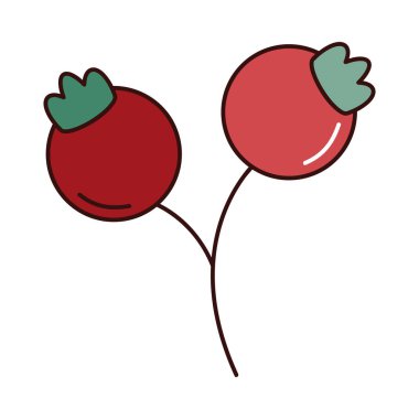 Basit Kiraz Meyvesi Vektör Simgelerinin Düz Biçimli Koleksiyonu