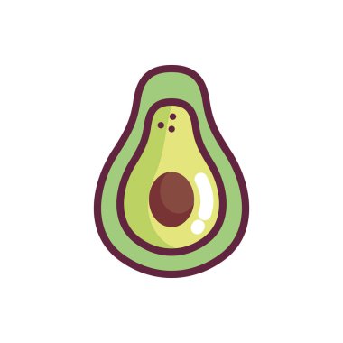 Kalın Çizgi Tasarımlı Düz Avokado Vektörü