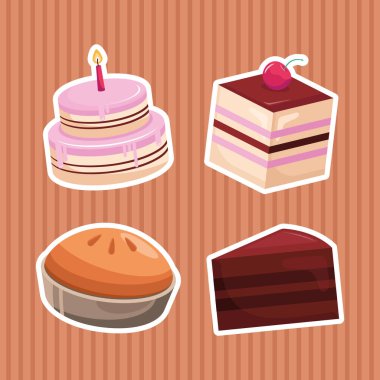 Farklı Kap Kekler Fırın Elementleri İllüstrasyonu