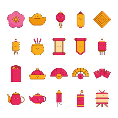 Düz Simgeler Çin Yeni Yılı