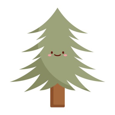 Düz Vektör Evergreen Çam Tasarımı