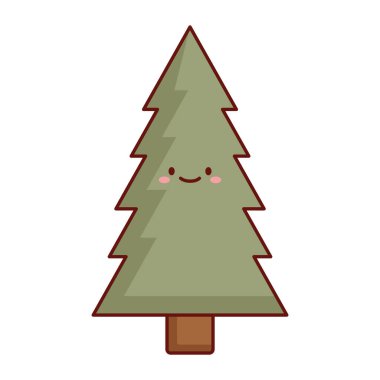 Düz Vektör Evergreen Çam Tasarımı