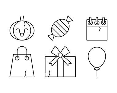 Basit eğlenceli, şirin, cadılar bayramı partisi simgeleri