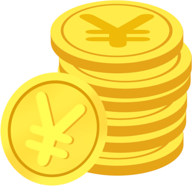 Bozuk para yığını 4. Üstünde yen işareti olan bir yığın altın sikke.