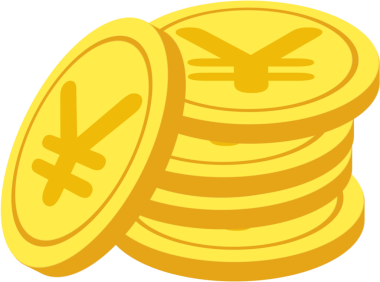 Bozuk para yığını. Üstünde yen işareti olan bir yığın altın para.