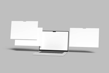 Gölge bir zemin üzerine izole bir bilgisayarın alay et