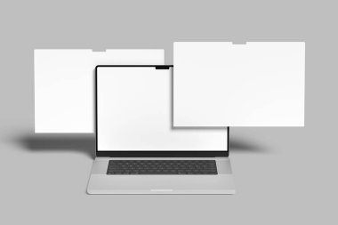 Gölge bir zemin üzerine izole bir bilgisayarın alay et