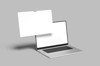 Gölge bir zemin üzerine izole bir bilgisayarın alay et