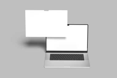 Gölge bir zemin üzerine izole bir bilgisayarın alay et