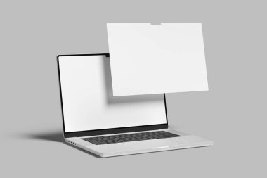 Gölge bir zemin üzerine izole bir bilgisayarın alay et