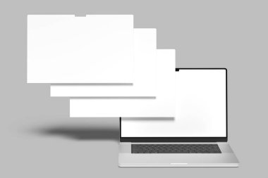 Gölge bir zemin üzerine izole bir bilgisayarın alay et