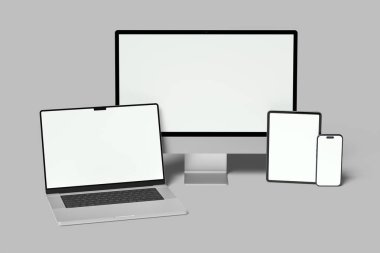 monitör bilgisayar dizüstü bilgisayar tablet ve akıllı telefon mockup