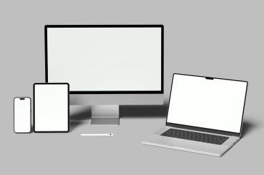 monitör bilgisayar dizüstü bilgisayar tablet ve akıllı telefon mockup