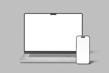 Gerçekçi dizüstü bilgisayar ve akıllı telefon modeli