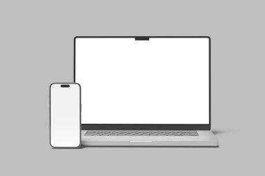 Gerçekçi dizüstü bilgisayar ve akıllı telefon modeli