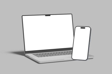 Gerçekçi dizüstü bilgisayar ve akıllı telefon modeli