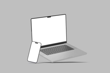Gerçekçi dizüstü bilgisayar ve akıllı telefon modeli