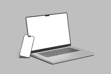 Gerçekçi dizüstü bilgisayar ve akıllı telefon modeli
