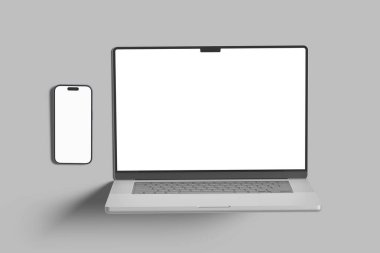 Gerçekçi dizüstü bilgisayar ve akıllı telefon modeli