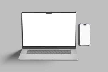 Gerçekçi dizüstü bilgisayar ve akıllı telefon modeli