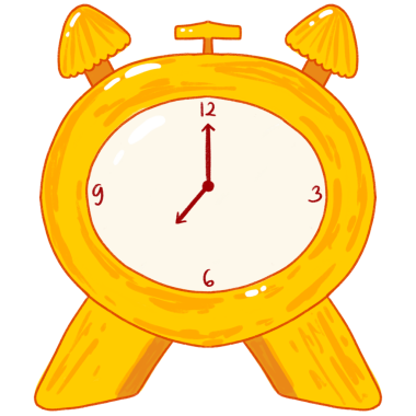 Tasarım elemanı için sevimli sarı alarm saati.