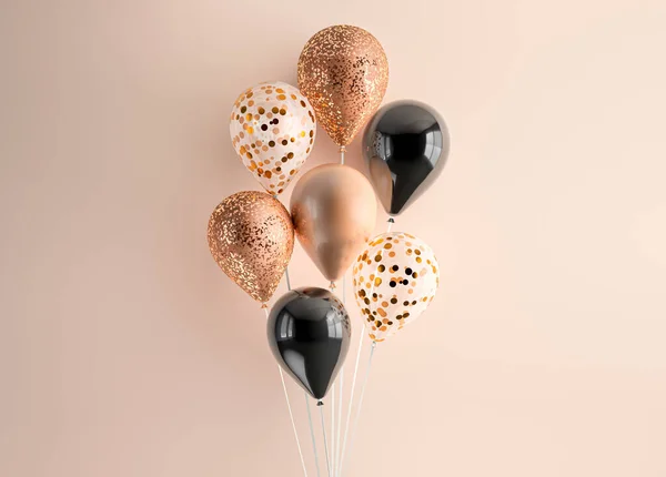 Set Dari Render Balon Terisolasi Pada Pita Latar Belakang Dekorasi — Stok Foto