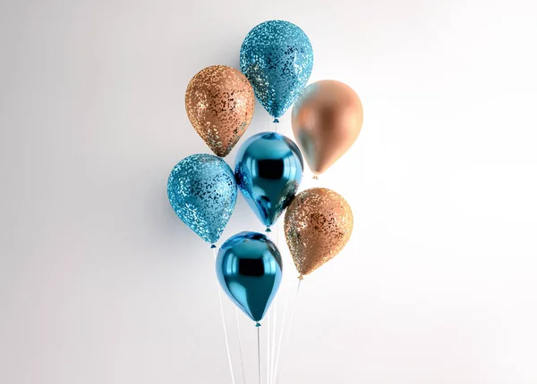 Zestaw Renderować Pojedyncze Balony Wstążki Realistyczne Tło Dekoracji Urodziny Rocznica — Zdjęcie stockowe