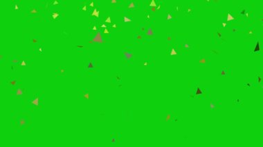 Renkli Konfeti, Düşen Altın Konfeti yeşil ekran arka planında. Patlayan konfeti videosunun Alfa Kanalı 3D animasyonuyla 4K