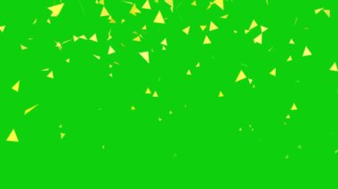 Patlama renkli Konfeti, Düşen altın konfeti yeşil ekran arka planında. 4K ve Alfa Kanalı 3D patlayan konfeti videosu