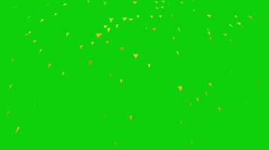 Patlama renkli Konfeti, Düşen altın konfeti yeşil ekran arka planında. Alfa kanallı 4K, patlayan konfeti videosunun 3 boyutlu animasyonu
