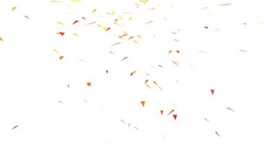 Patlama rengarenk Konfeti, Düşen altın konfeti beyaz perde arkasında. Patlayan konfeti videosunun Alfa Kanalı 3D animasyonuyla 4K