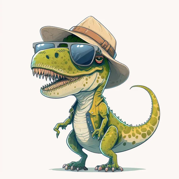 Смешная Карикатура Тираннозавра Рекса Солнечных Очках Лицензионные Стоковые Изображения