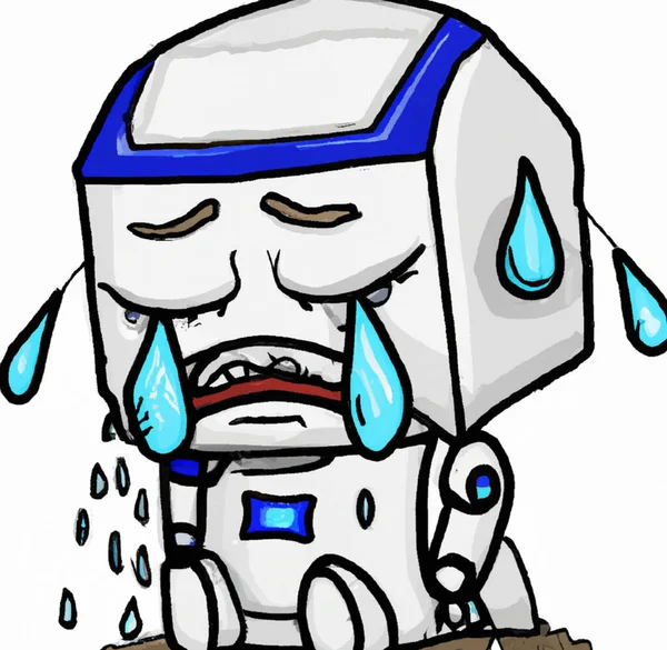 illustration crying robot face 