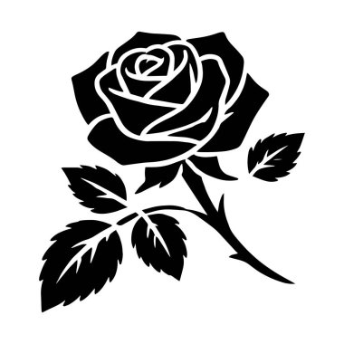 Rose Black ve White ikon siluet arka plan. Vektör illüstrasyon tasarımı.