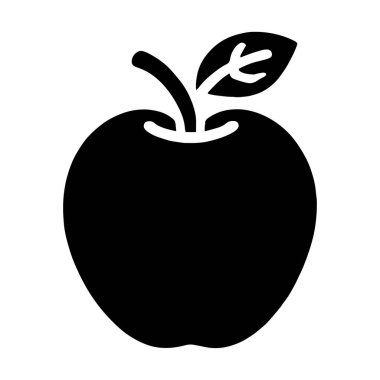 Beyaz arkaplanda elma meyvesi silueti vektör çizimi.