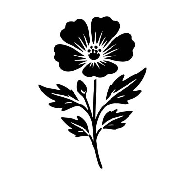 Dekoratif çiçek silueti vektör sanat çizimi tasarımı.
