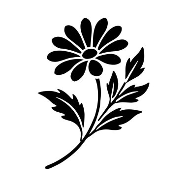 Dekoratif çiçek silueti vektör sanat çizimi tasarımı.