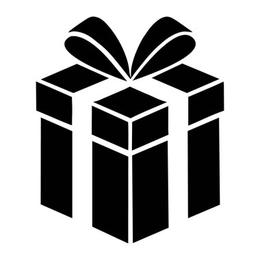 Üst vektör siluetinde bir yay ile hediye kutusu beyaz bir arkaplanda izole.